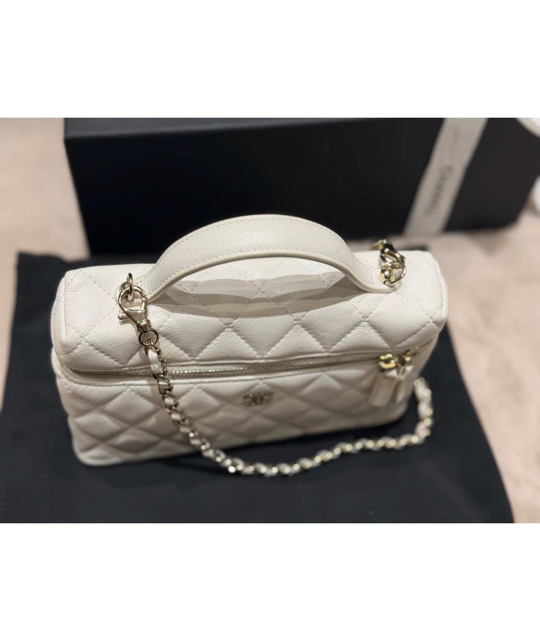 CHANEL Белая кожаная сумка через плечо, фото 7