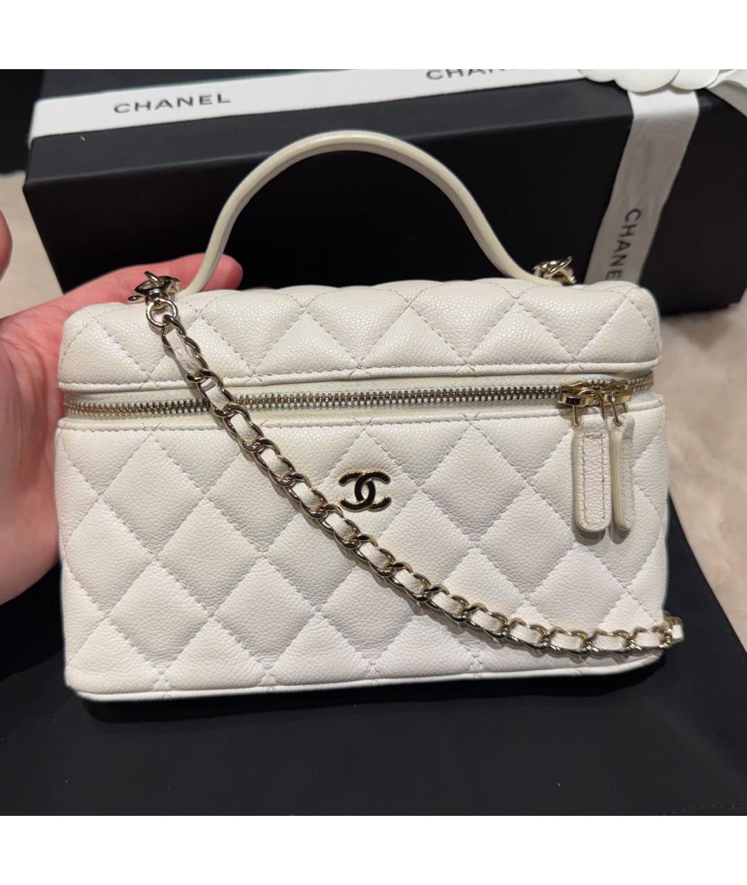 CHANEL Белая кожаная сумка через плечо, фото 9