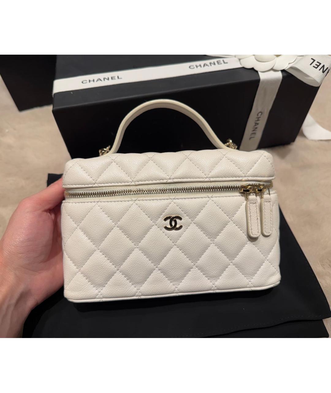 CHANEL Белая кожаная сумка через плечо, фото 8