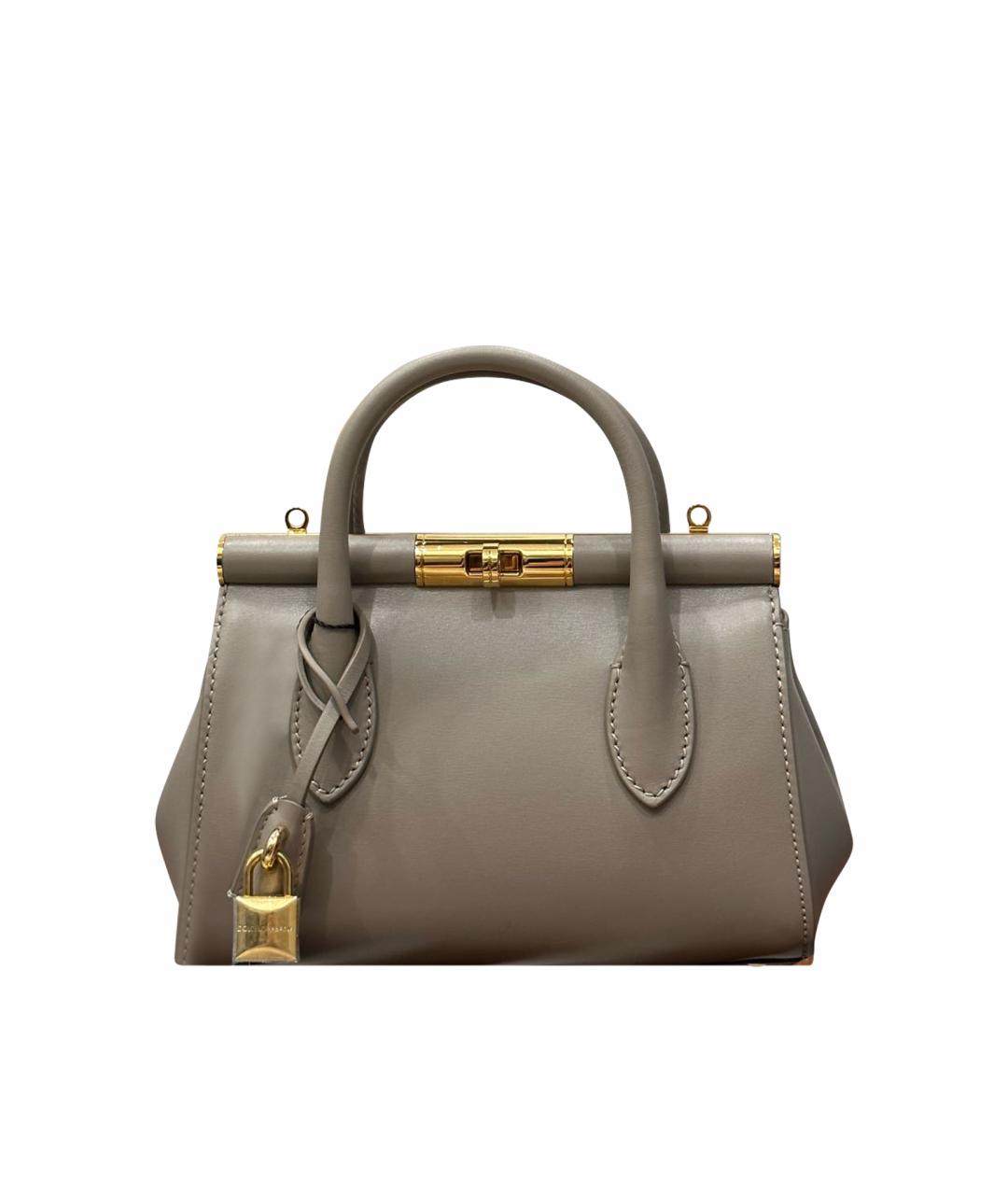 DOLCE&GABBANA Серая кожаная сумка с короткими ручками, фото 1