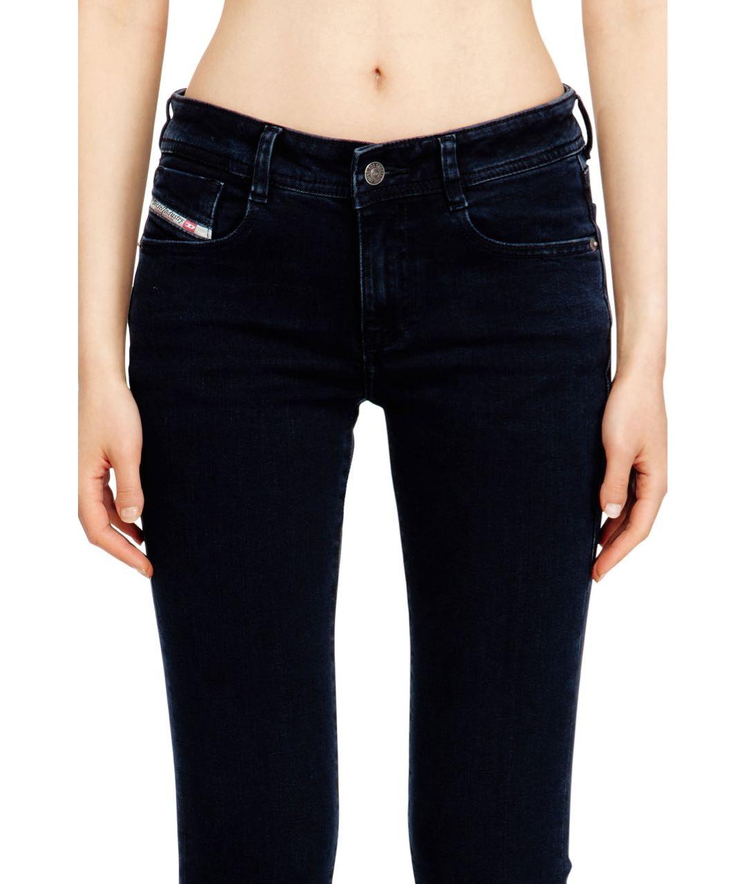 DIESEL Темно-синие хлопко-полиэстеровые джинсы клеш, фото 3