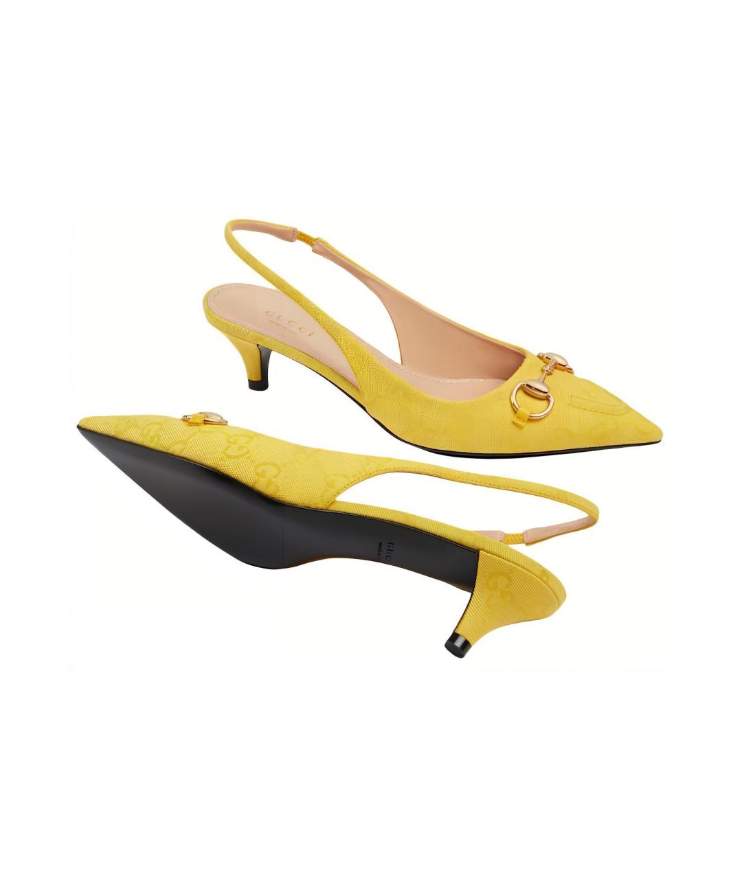 GUCCI Желтые текстильные туфли, фото 6