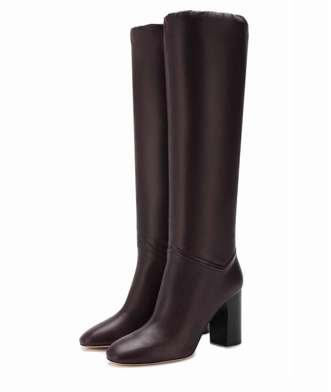 LORO PIANA Фиолетовые кожаные сапоги, фото 2