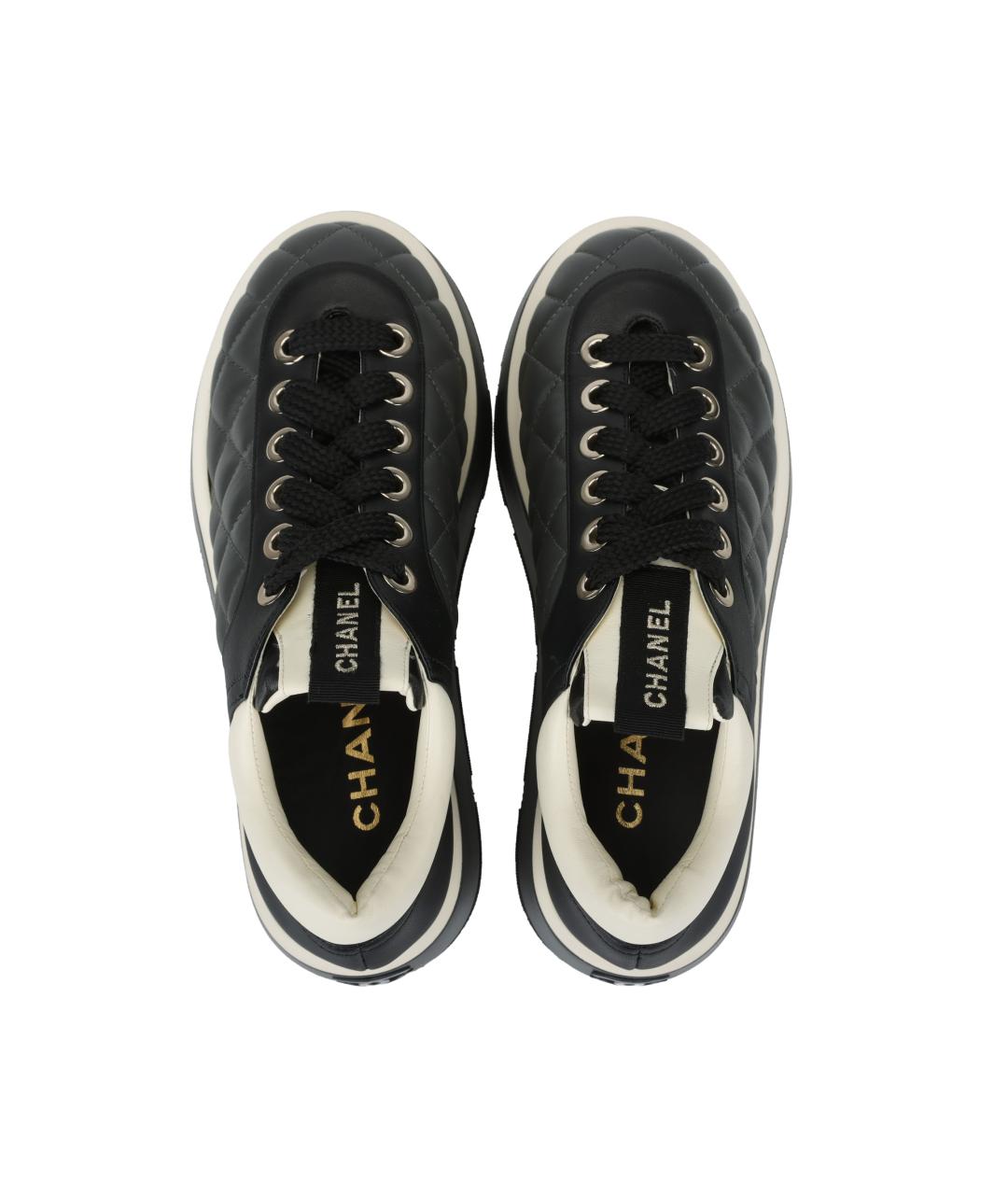 CHANEL Черные кожаные кроссовки, фото 3