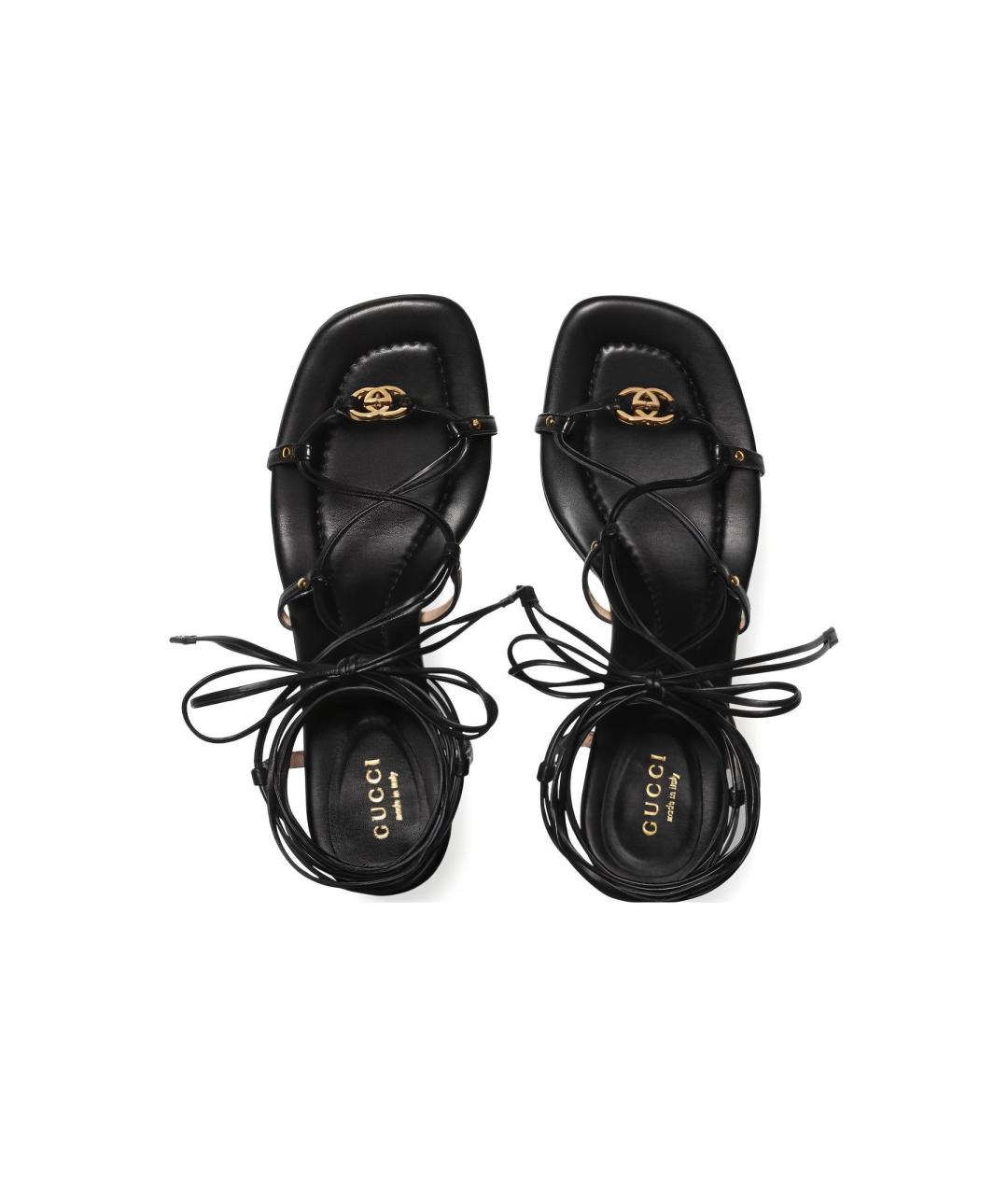 GUCCI Черные кожаные босоножки, фото 3