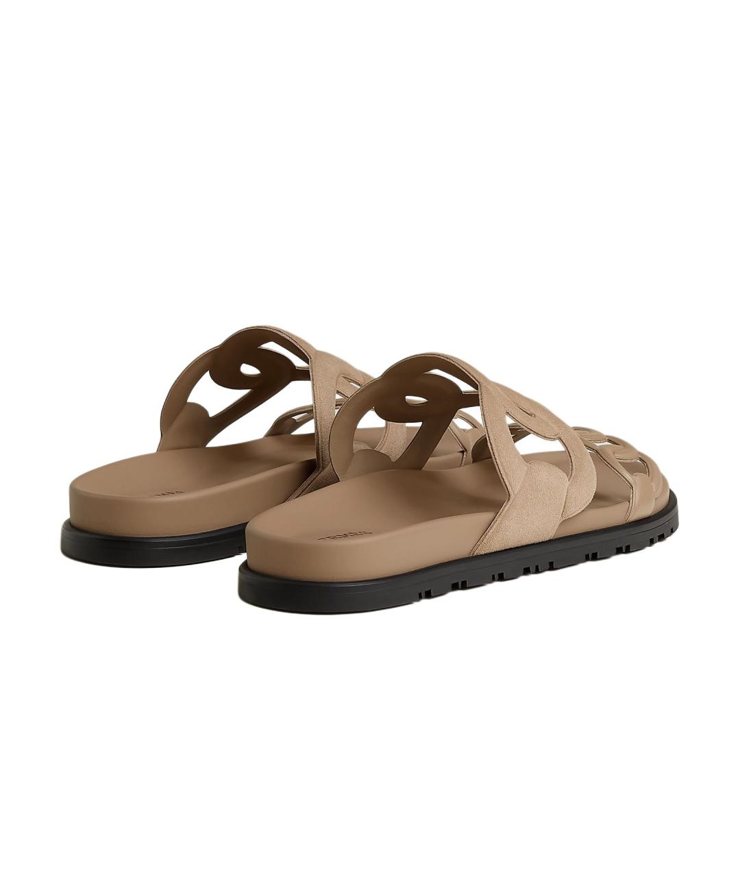 HERMES Бежевые кожаные сандалии, фото 4