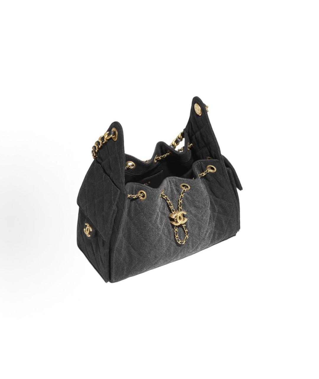 CHANEL Черная деним сумка через плечо, фото 3