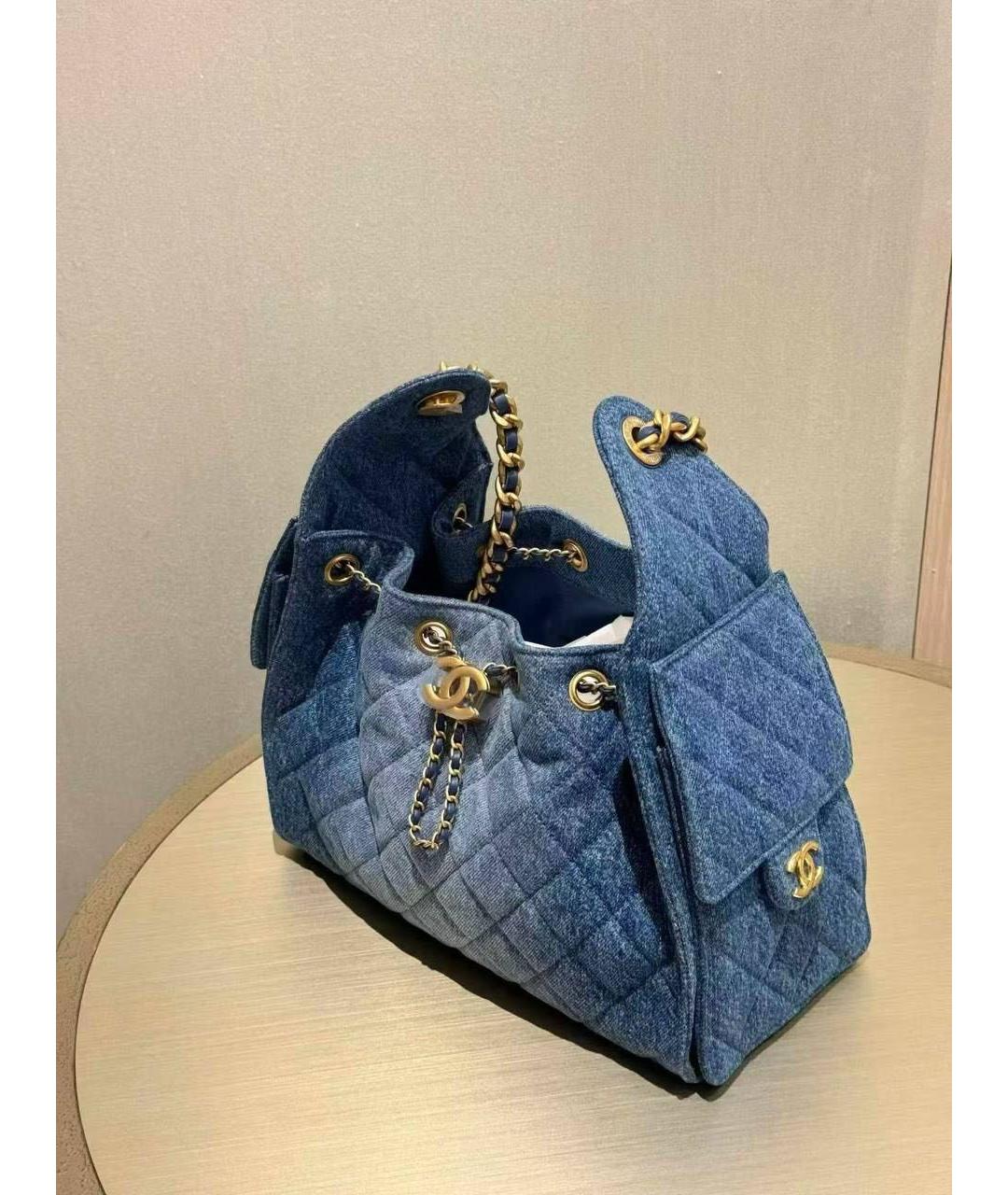 CHANEL Синяя деним сумка через плечо, фото 6