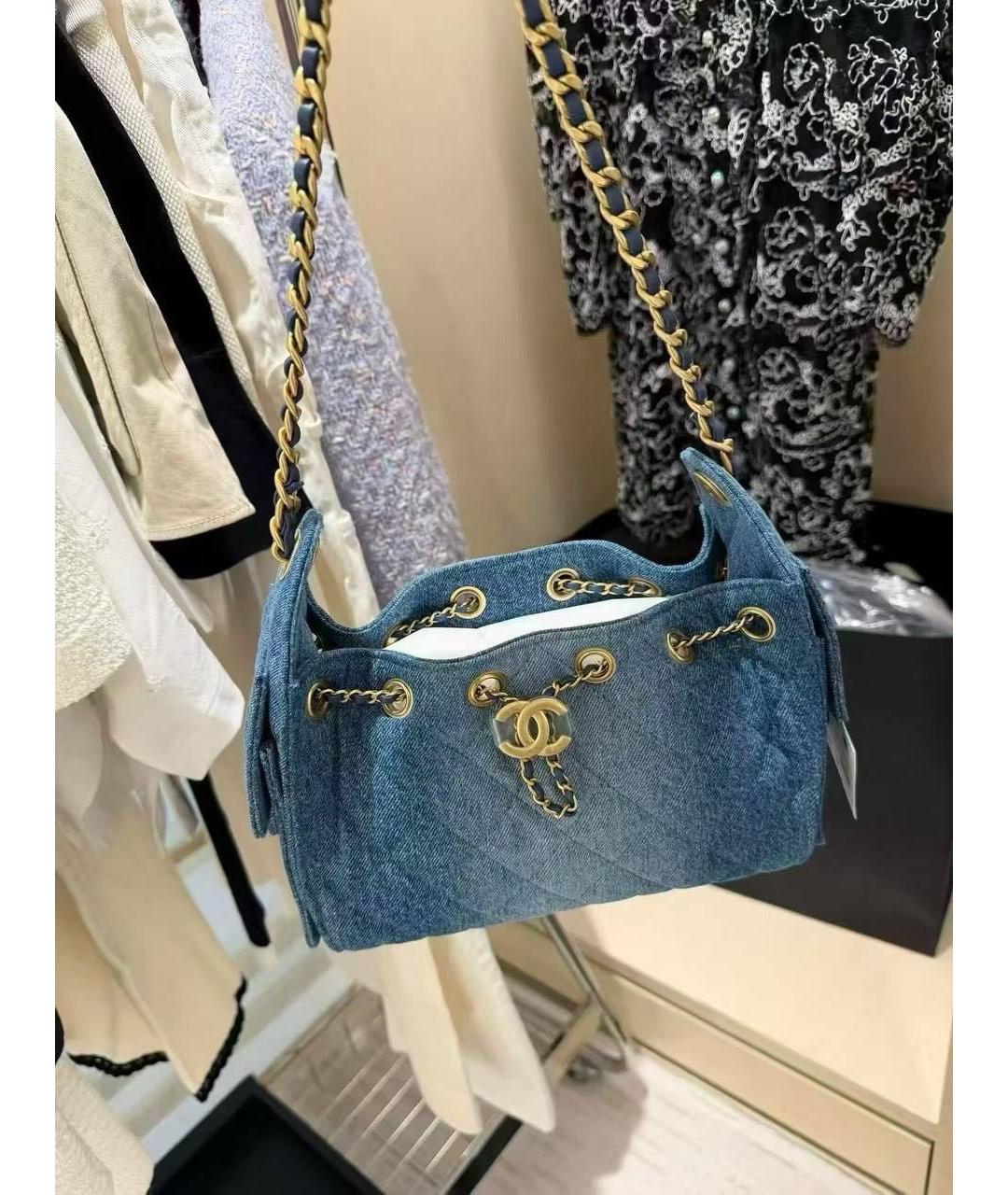 CHANEL Синяя деним сумка через плечо, фото 4