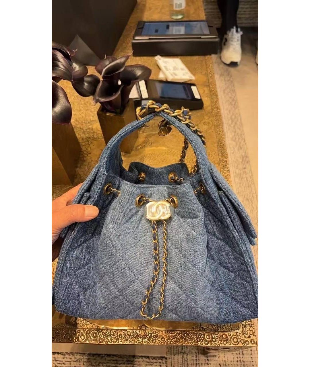 CHANEL Синяя деним сумка через плечо, фото 5