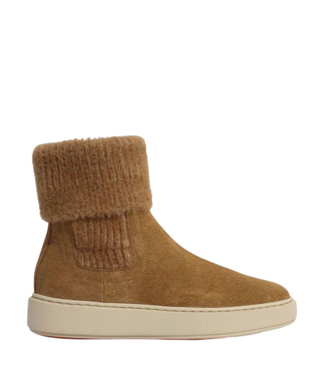 SANTONI Коричневые замшевые ботинки, фото 1