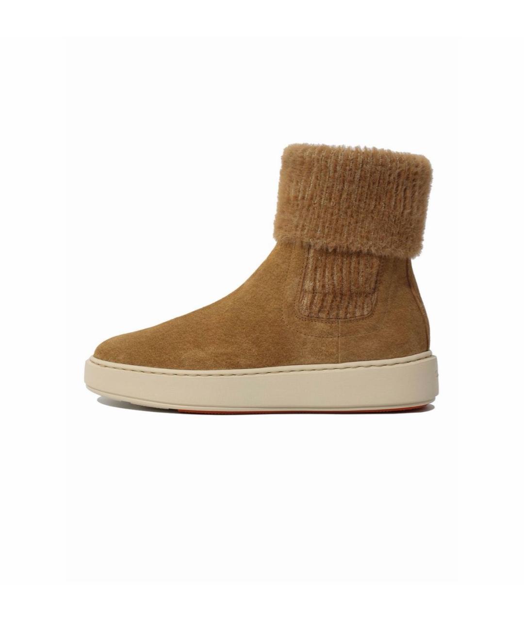 SANTONI Коричневые замшевые ботинки, фото 5