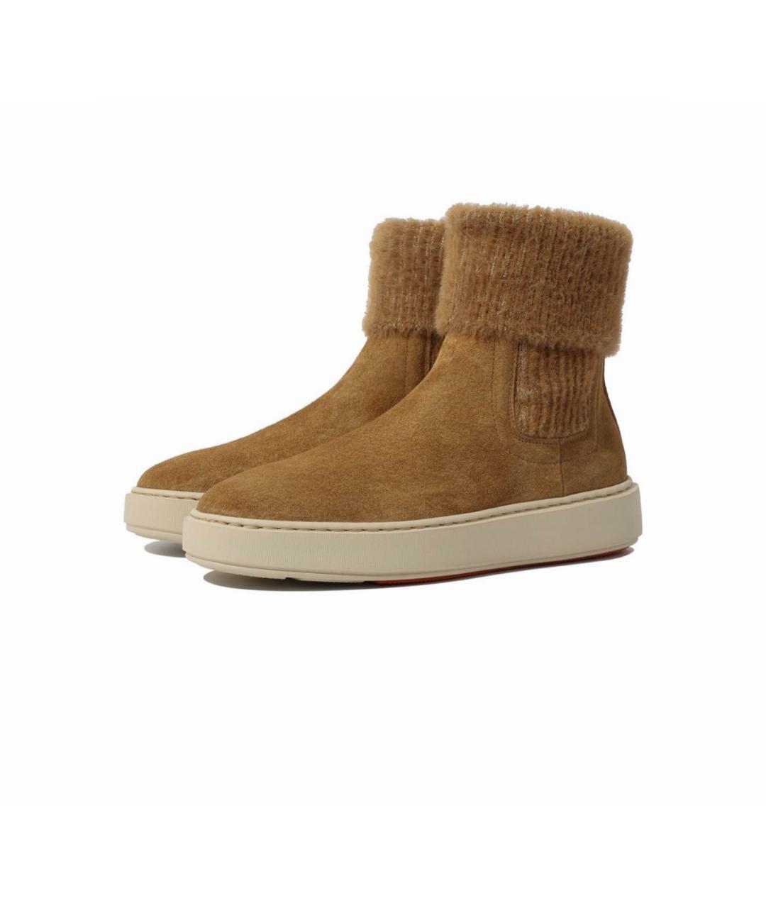 SANTONI Коричневые замшевые ботинки, фото 2