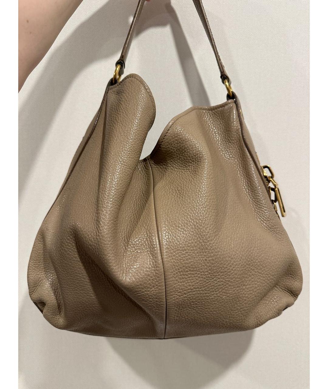 SAINT LAURENT Бежевая кожаная сумка через плечо, фото 9