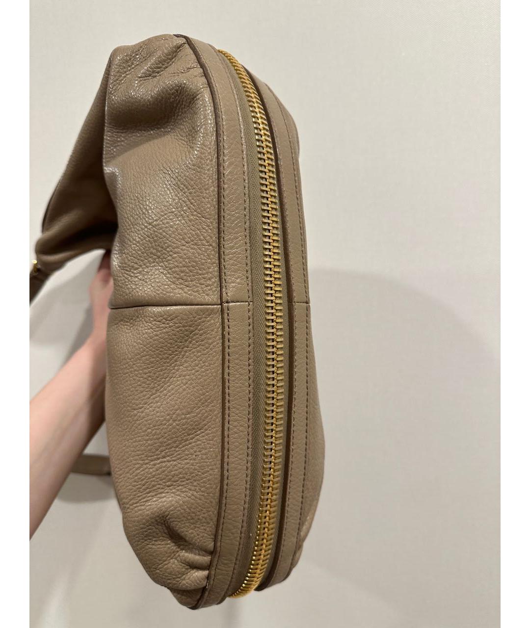 SAINT LAURENT Бежевая кожаная сумка через плечо, фото 6