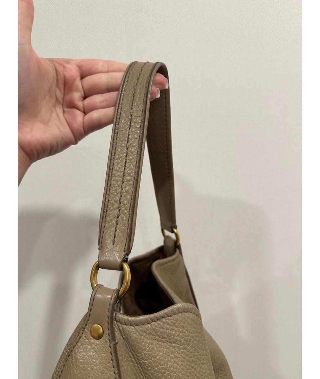 SAINT LAURENT Бежевая кожаная сумка через плечо, фото 4