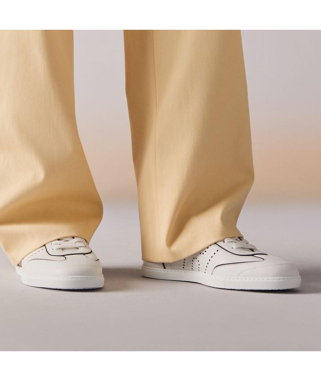 HERMES Белые кожаные низкие кроссовки / кеды, фото 3