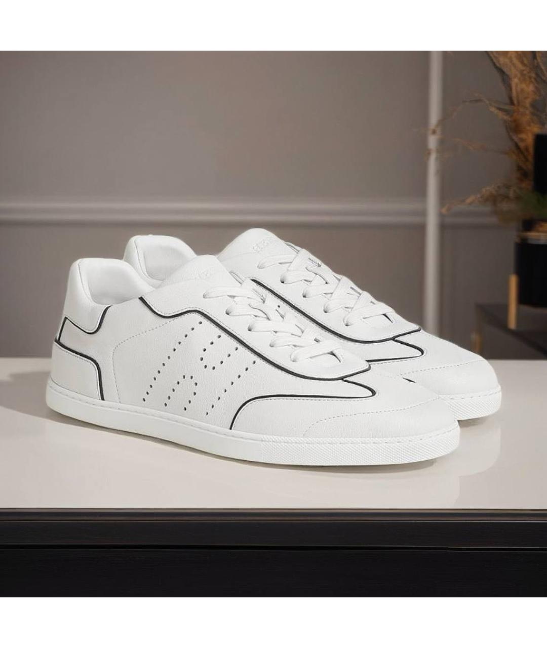 HERMES Белые кожаные низкие кроссовки / кеды, фото 7