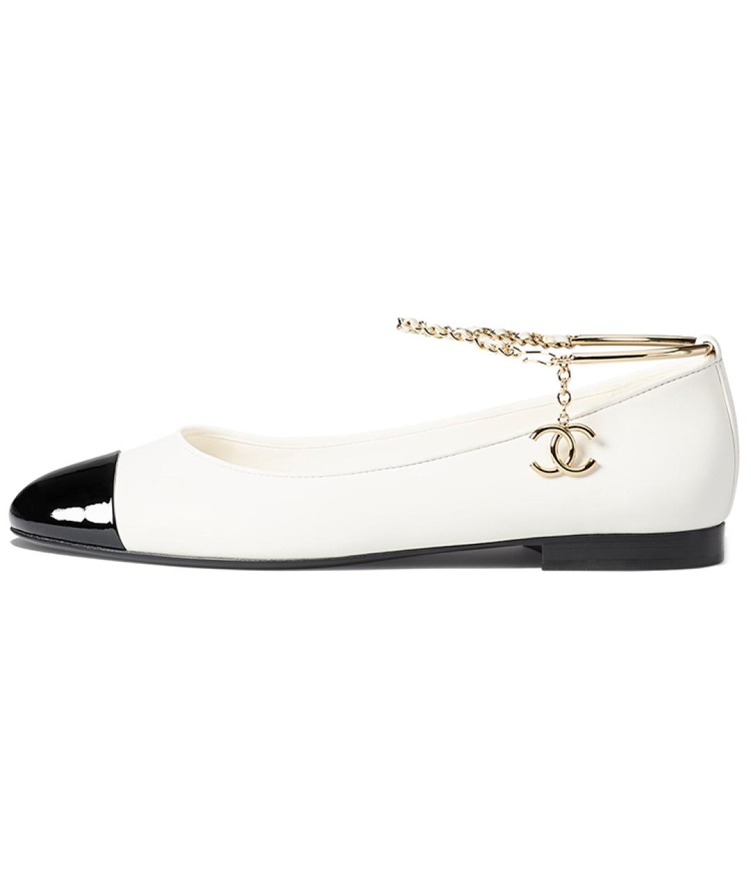 CHANEL Белые кожаные балетки, фото 2