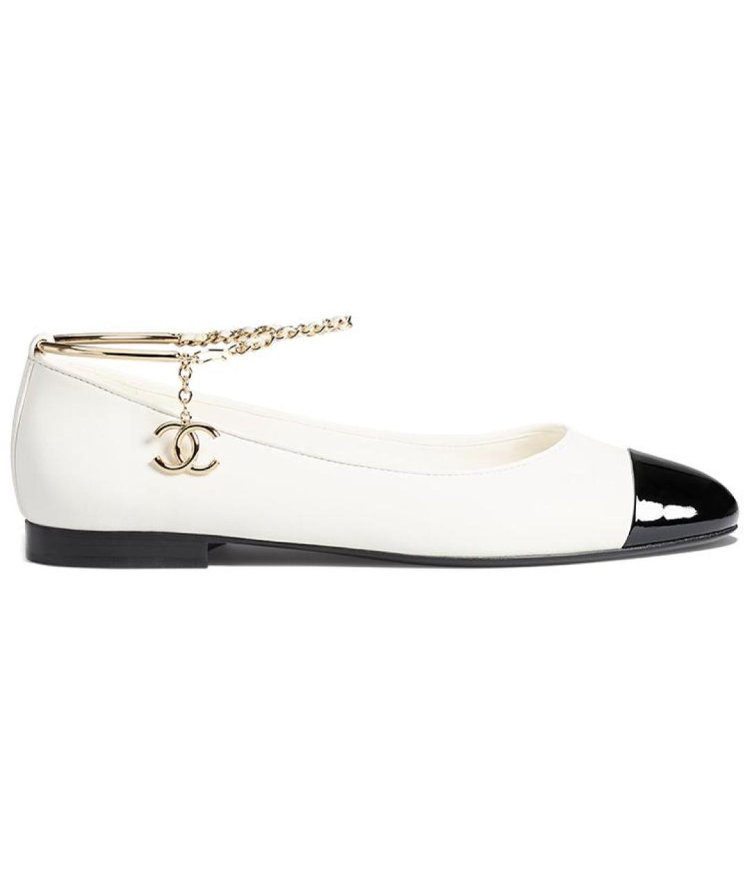 CHANEL Белые кожаные балетки, фото 1