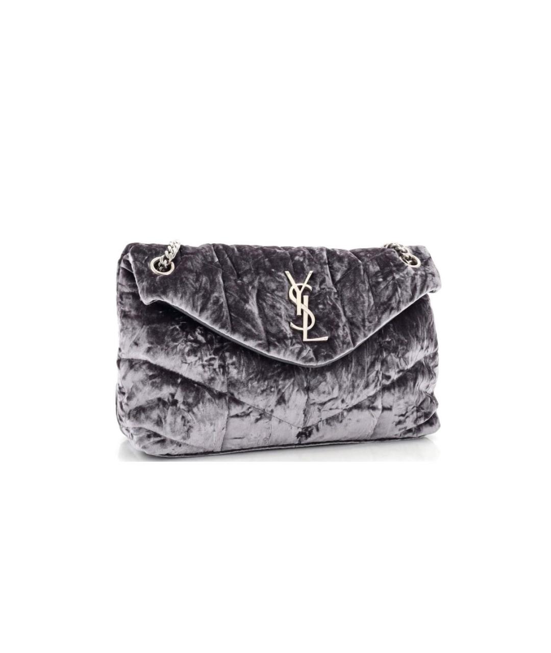 SAINT LAURENT Фиолетовая бархатная сумка через плечо, фото 3
