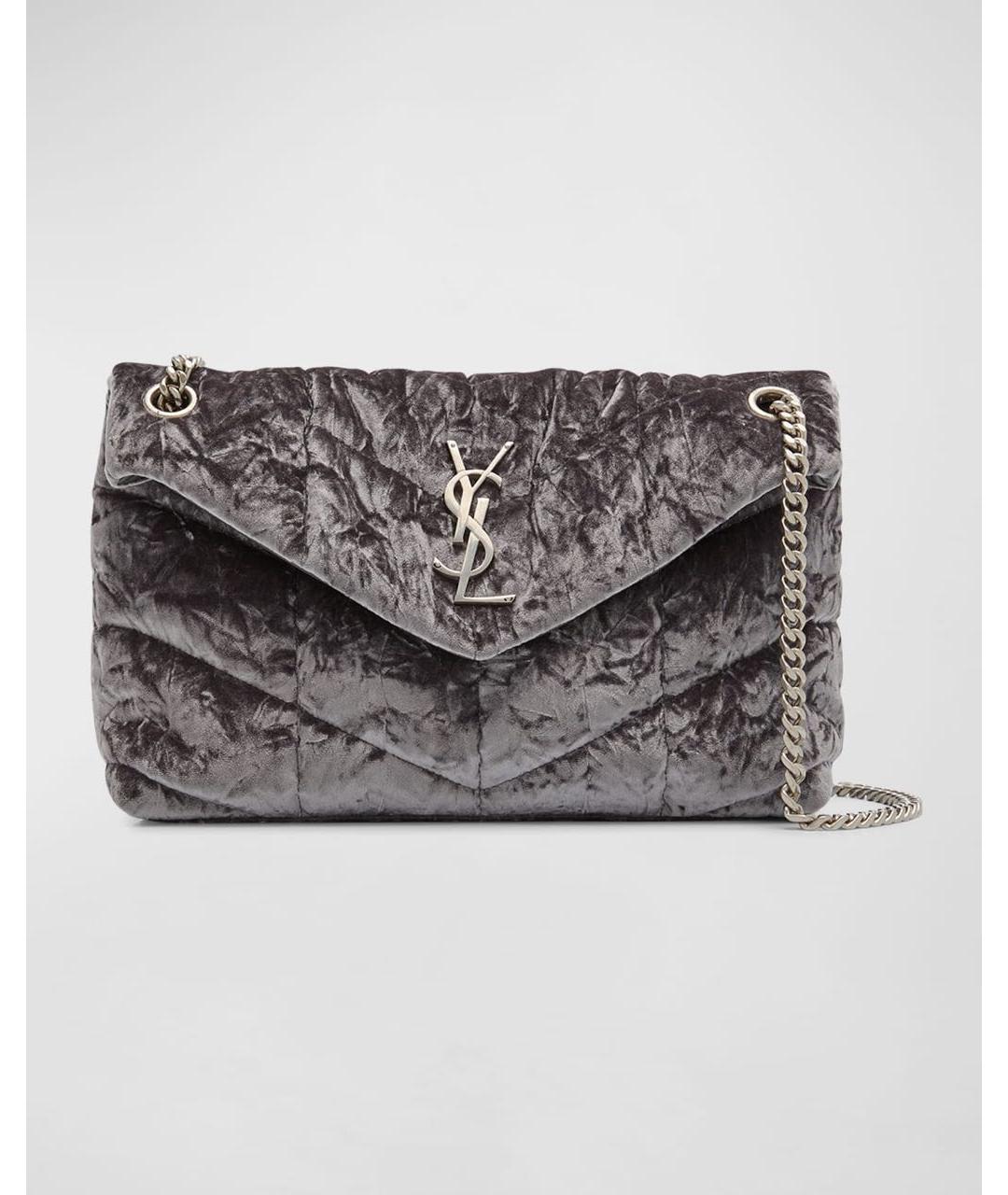 SAINT LAURENT Фиолетовая бархатная сумка через плечо, фото 7