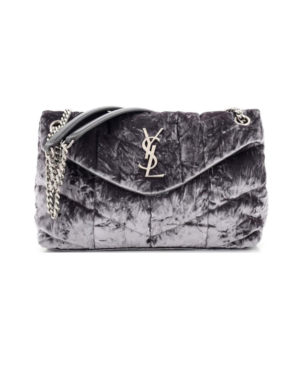 SAINT LAURENT Фиолетовая бархатная сумка через плечо, фото 2