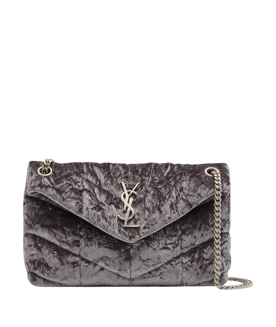 SAINT LAURENT Фиолетовая бархатная сумка через плечо, фото 1