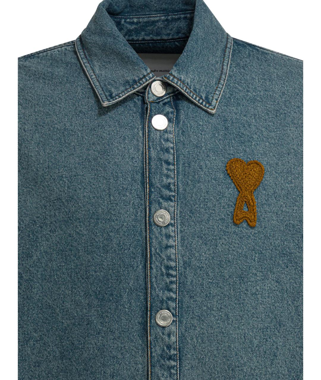 Ami Paris Синяя хлопковая кэжуал рубашка, фото 3