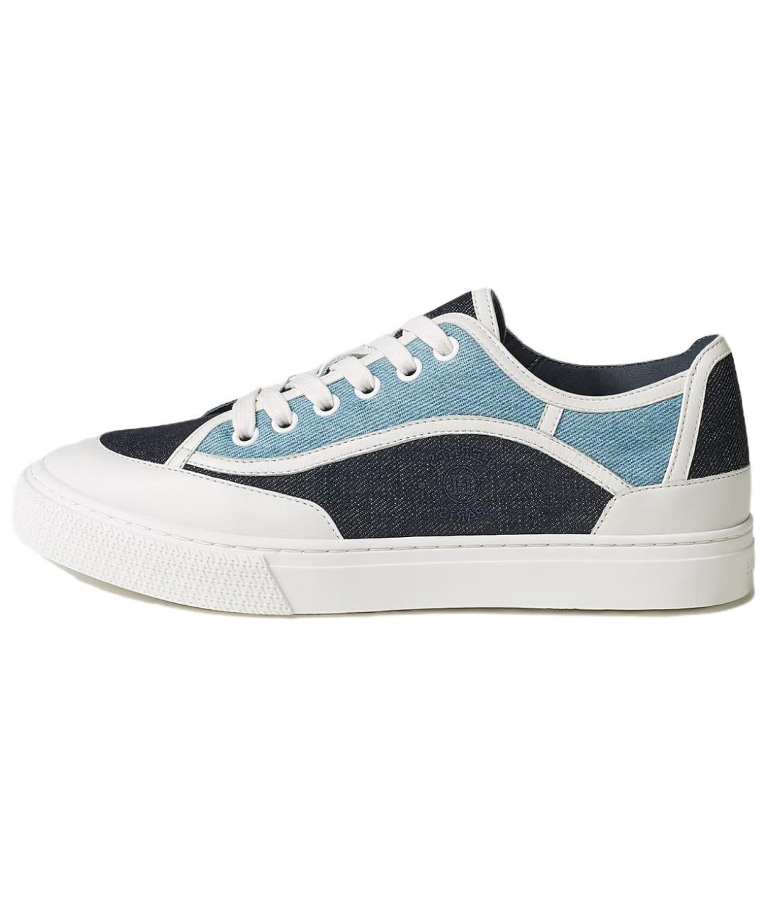 HERMES Синие текстильные кеды, фото 2