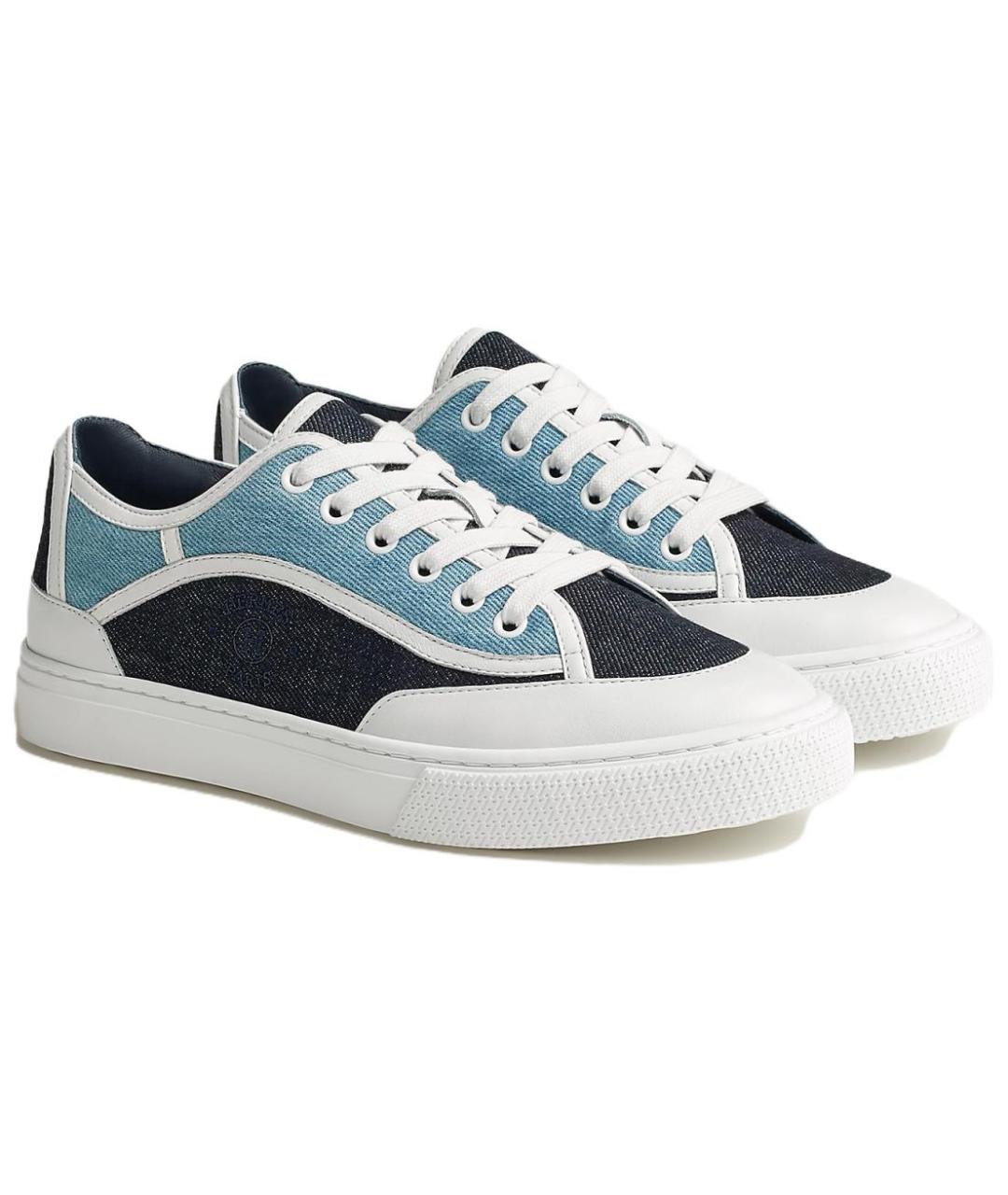 HERMES Синие текстильные кеды, фото 3