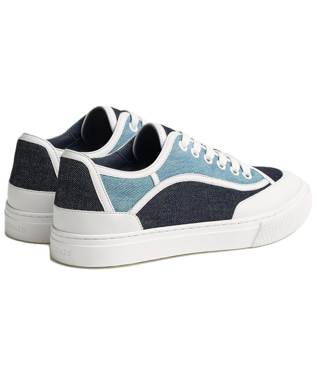 HERMES Синие текстильные кеды, фото 4