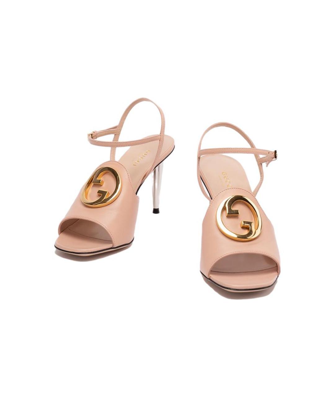 GUCCI Розовые кожаные босоножки, фото 3