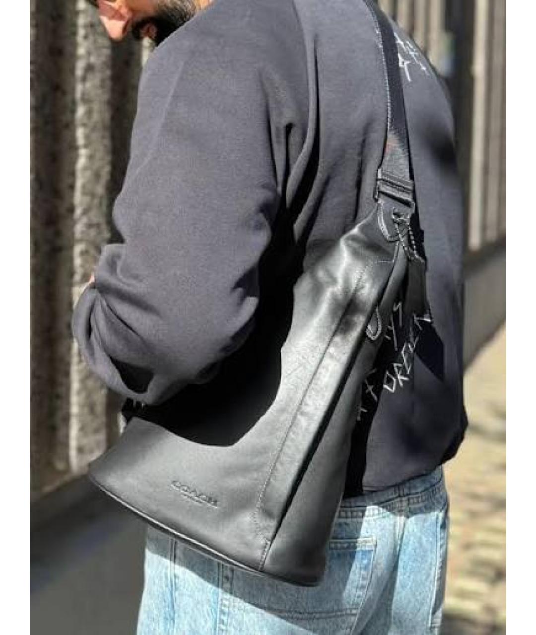 COACH Черная кожаная сумка на плечо, фото 6