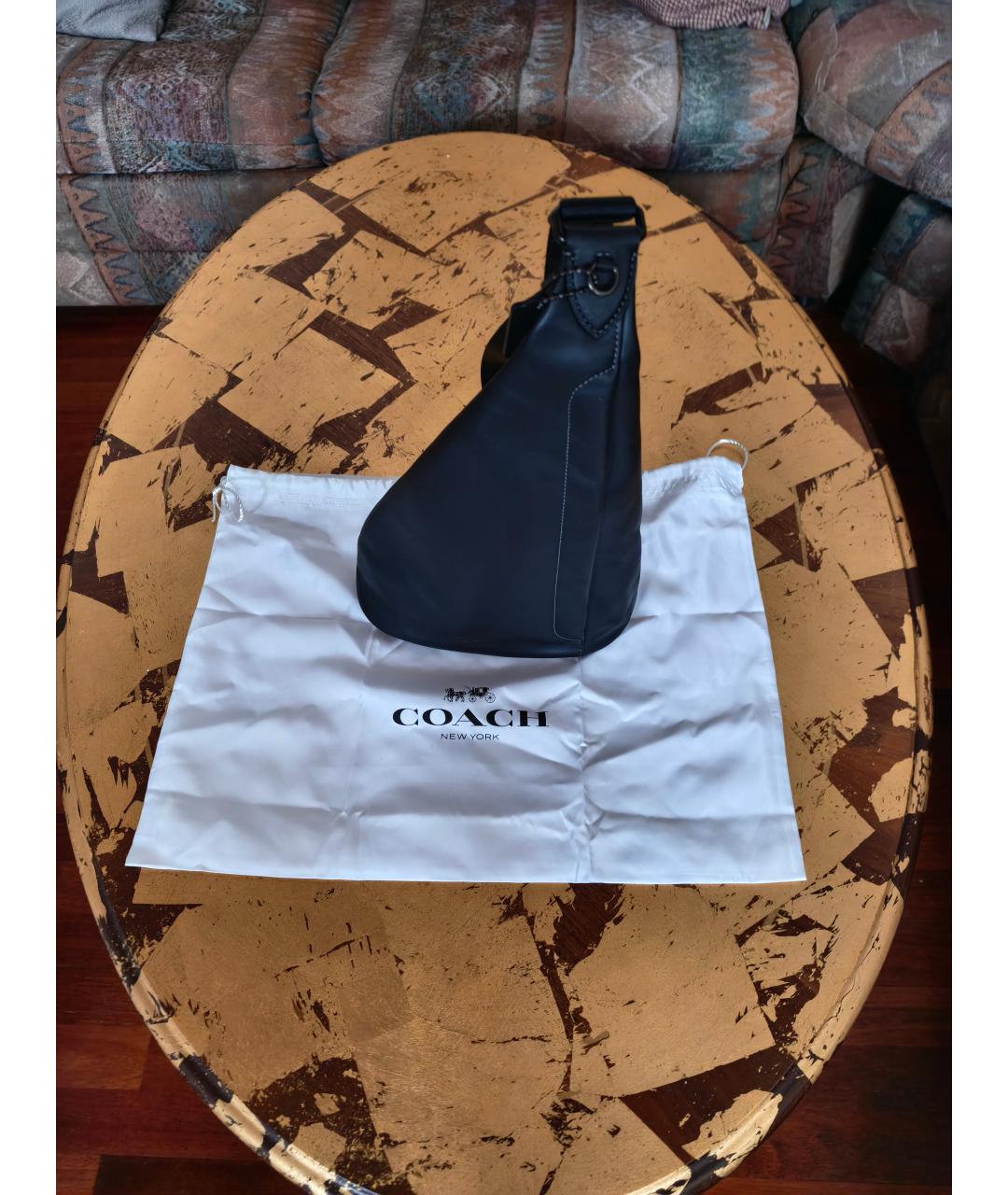 COACH Черная кожаная сумка на плечо, фото 3