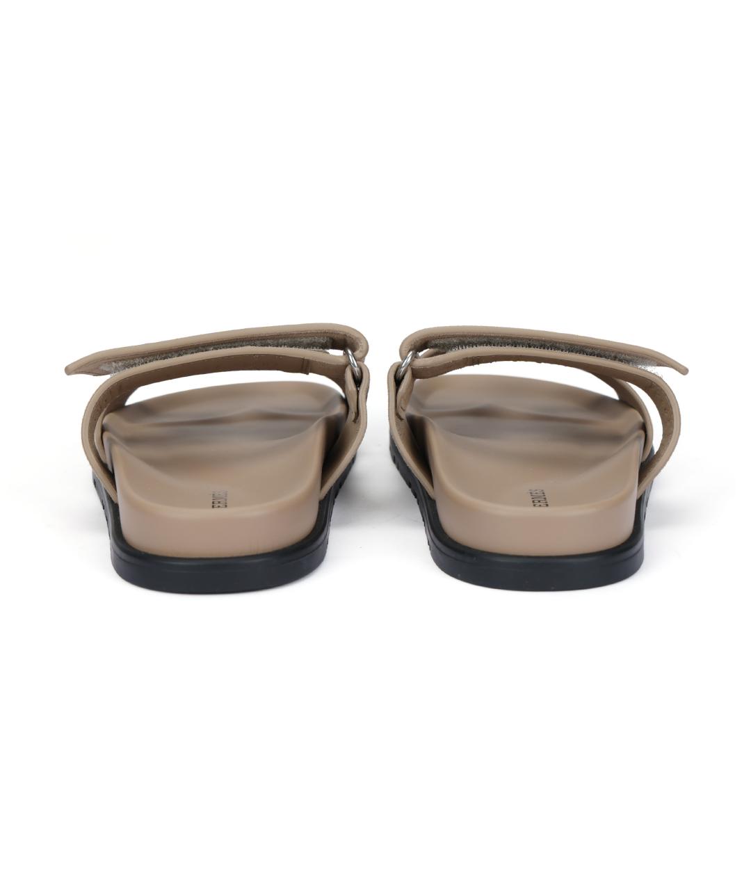 HERMES Коричневые кожаные сандалии, фото 4