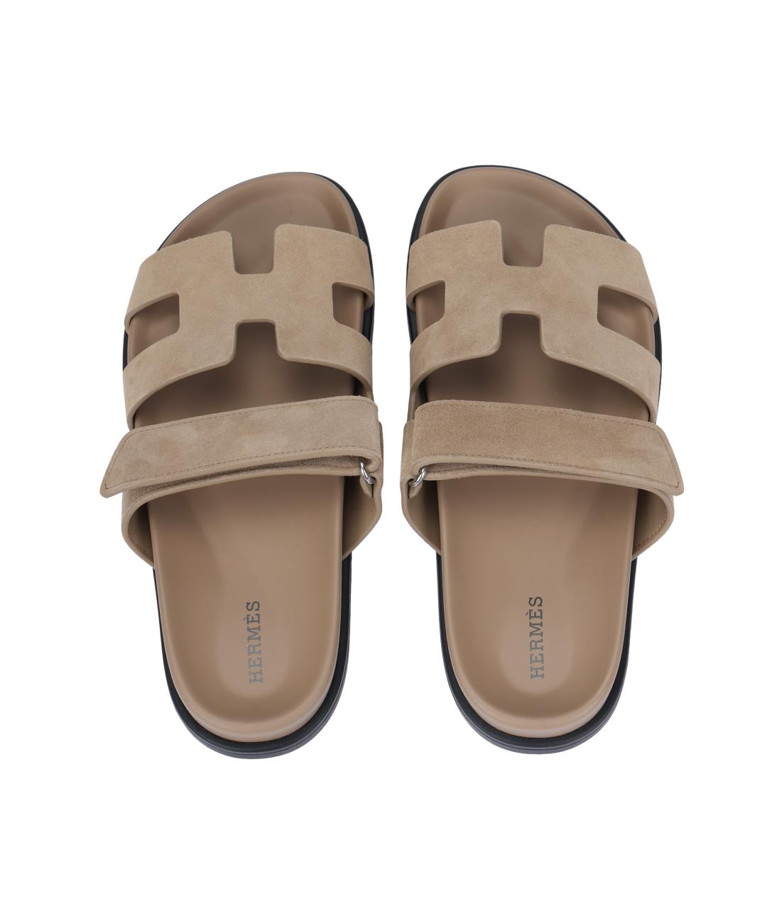 HERMES Коричневые кожаные сандалии, фото 3