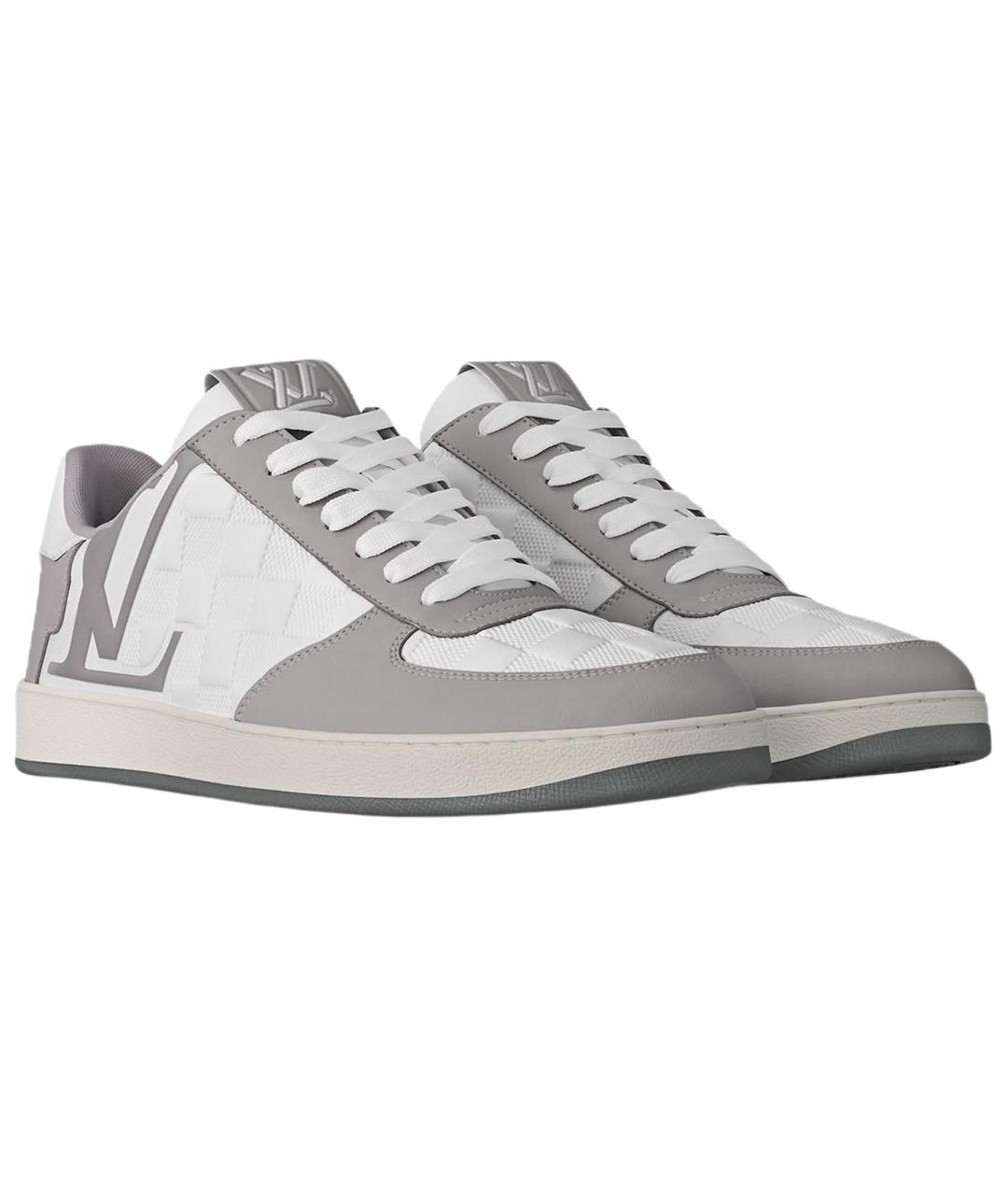 LOUIS VUITTON Серые кожаные низкие кроссовки / кеды, фото 3