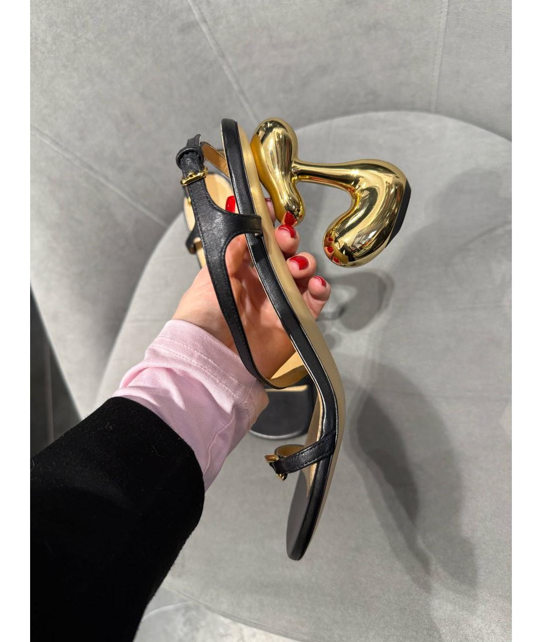 J.W.ANDERSON Черные кожаные босоножки, фото 5