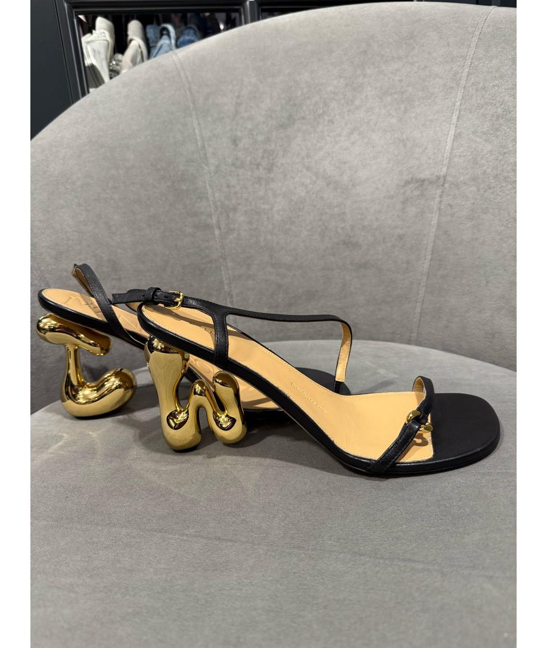 J.W.ANDERSON Черные кожаные босоножки, фото 6