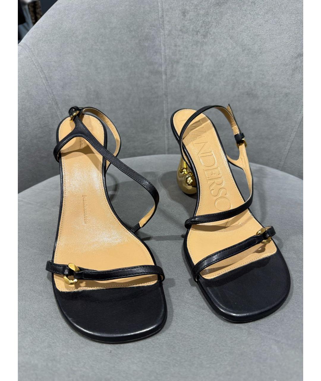 J.W.ANDERSON Черные кожаные босоножки, фото 3