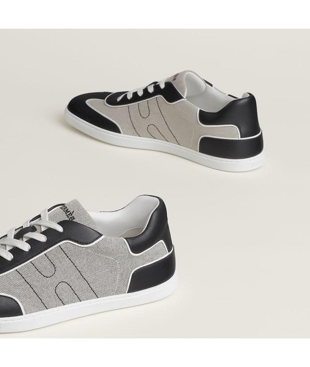 HERMES Серые кожаные низкие кроссовки / кеды, фото 5