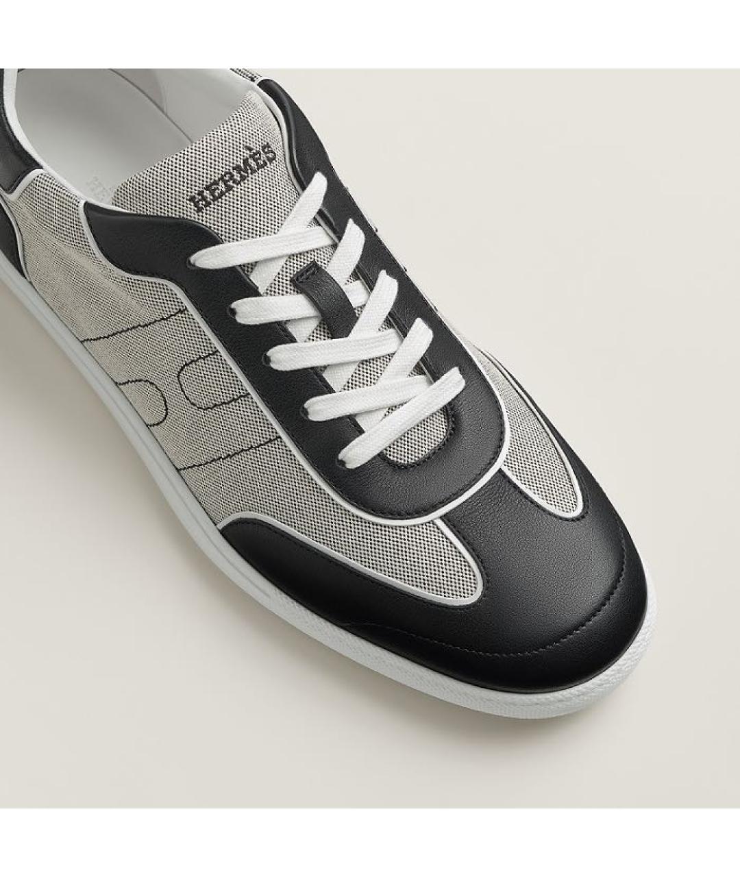 HERMES Серые кожаные низкие кроссовки / кеды, фото 6