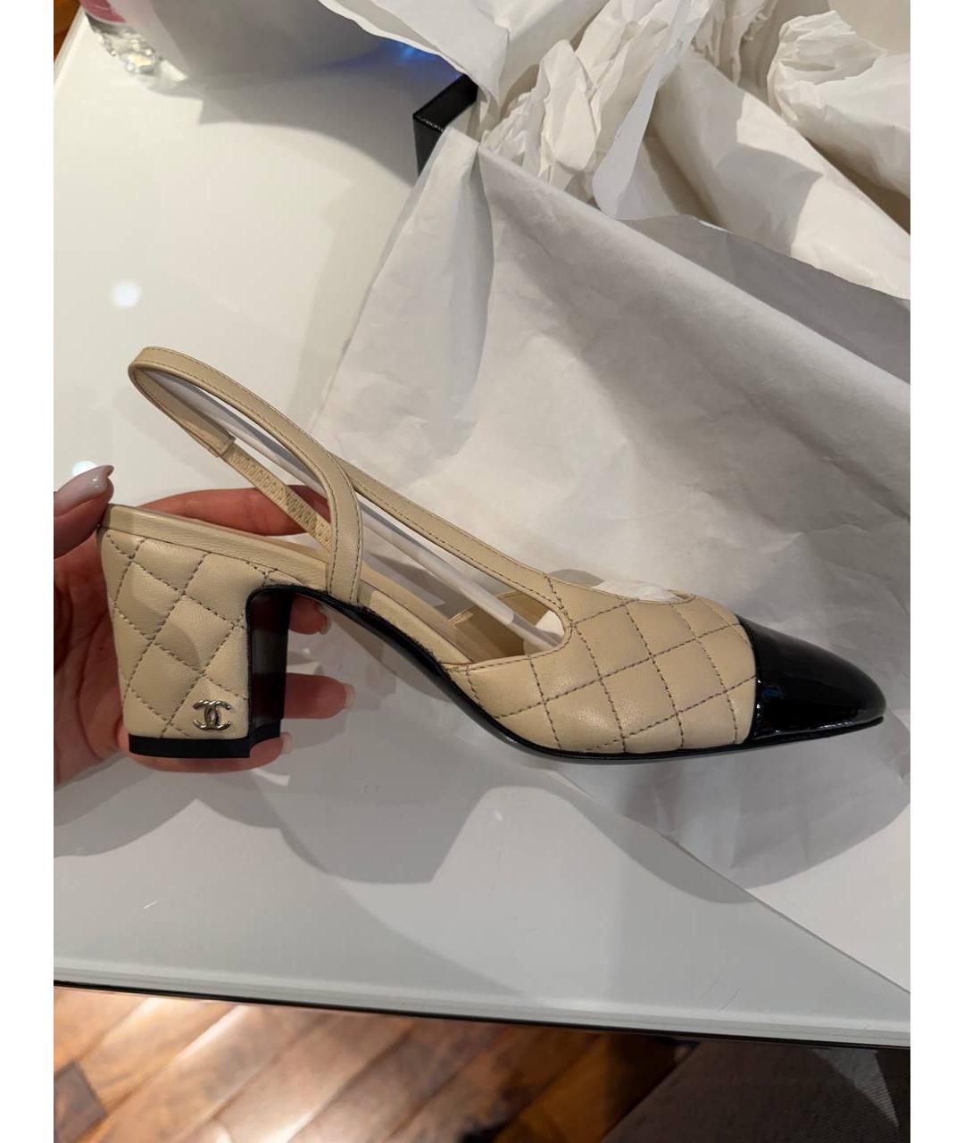 CHANEL Бежевые кожаные туфли, фото 6