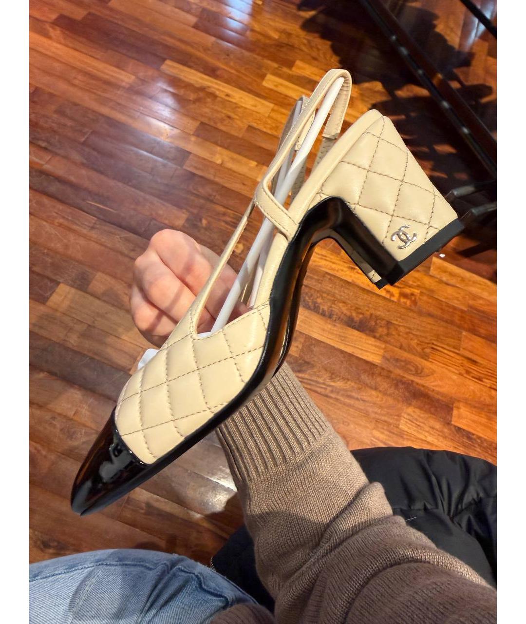 CHANEL Бежевые кожаные туфли, фото 8