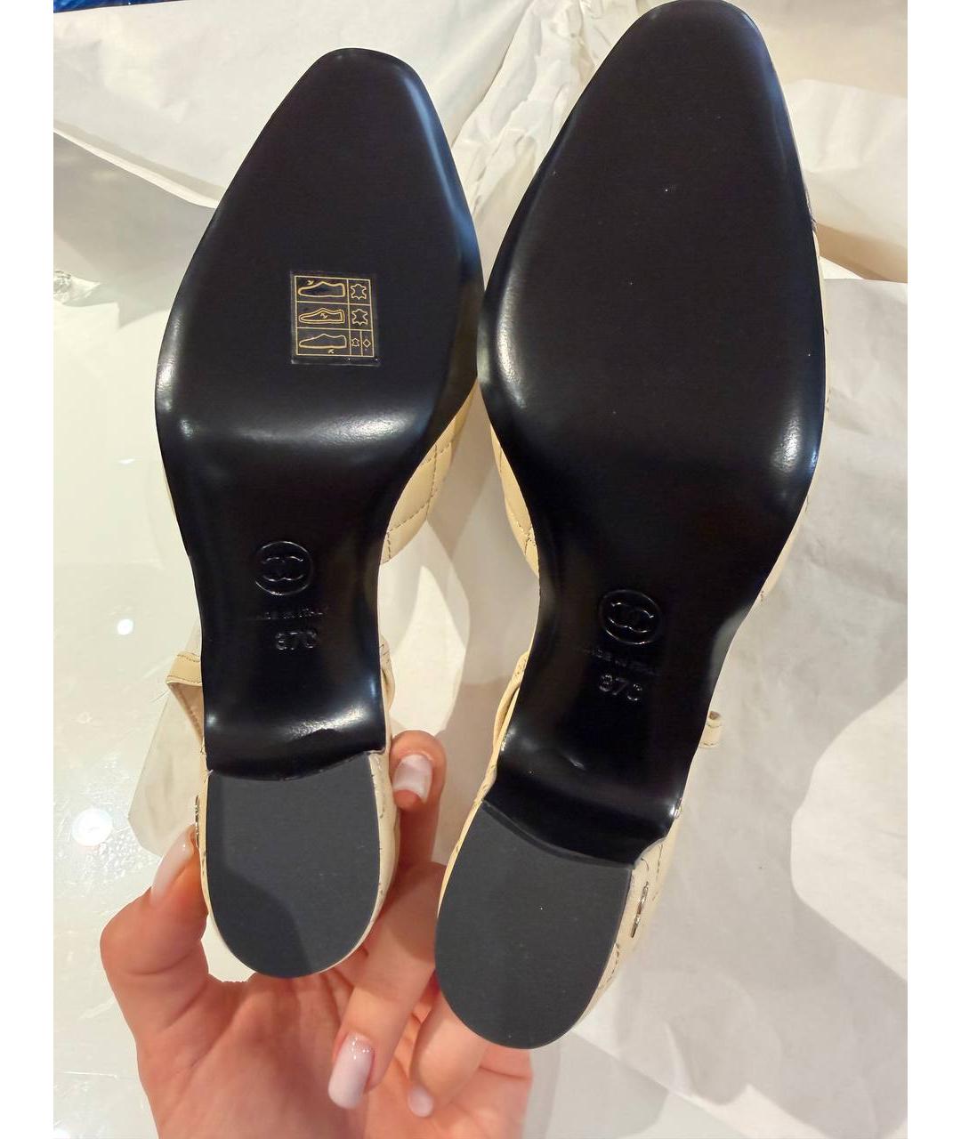 CHANEL Бежевые кожаные туфли, фото 5