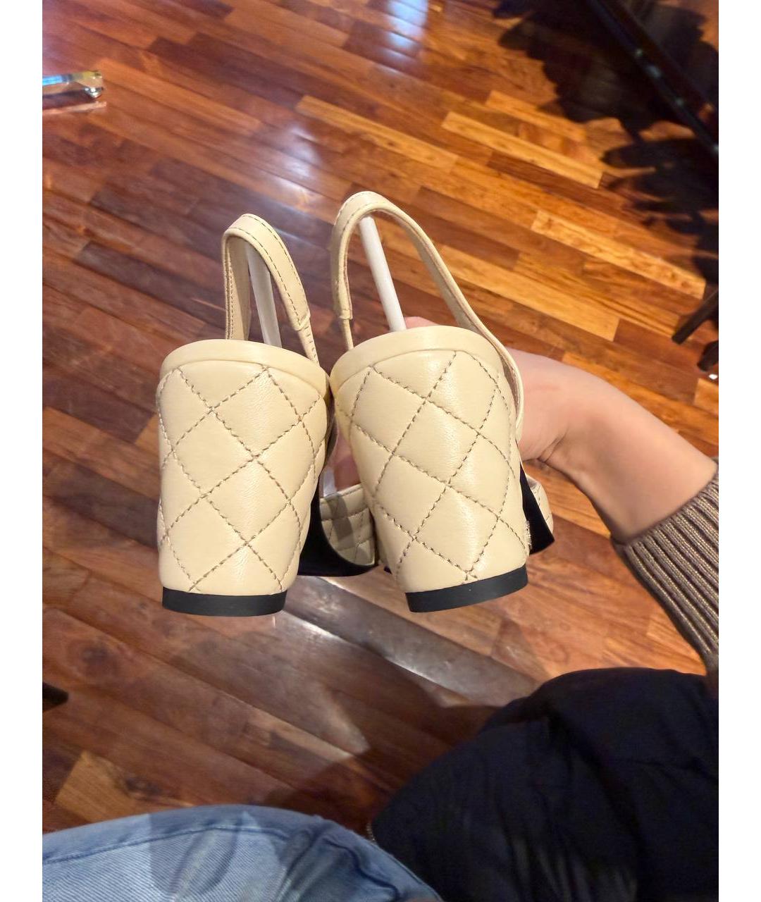 CHANEL Бежевые кожаные туфли, фото 4