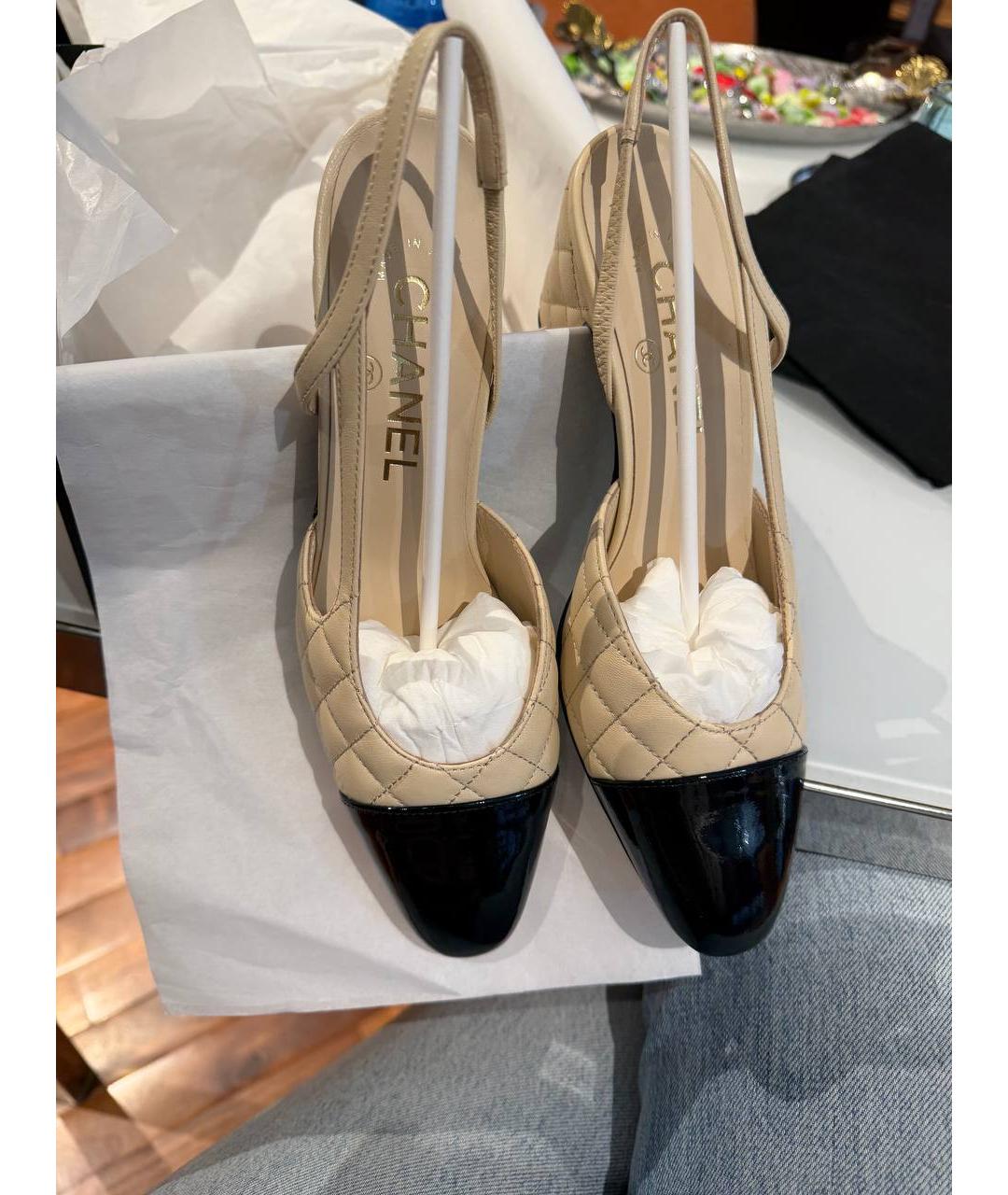 CHANEL Бежевые кожаные туфли, фото 3