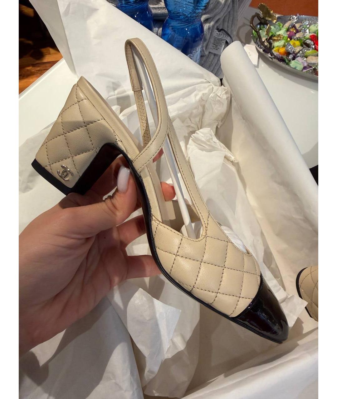 CHANEL Бежевые кожаные туфли, фото 7