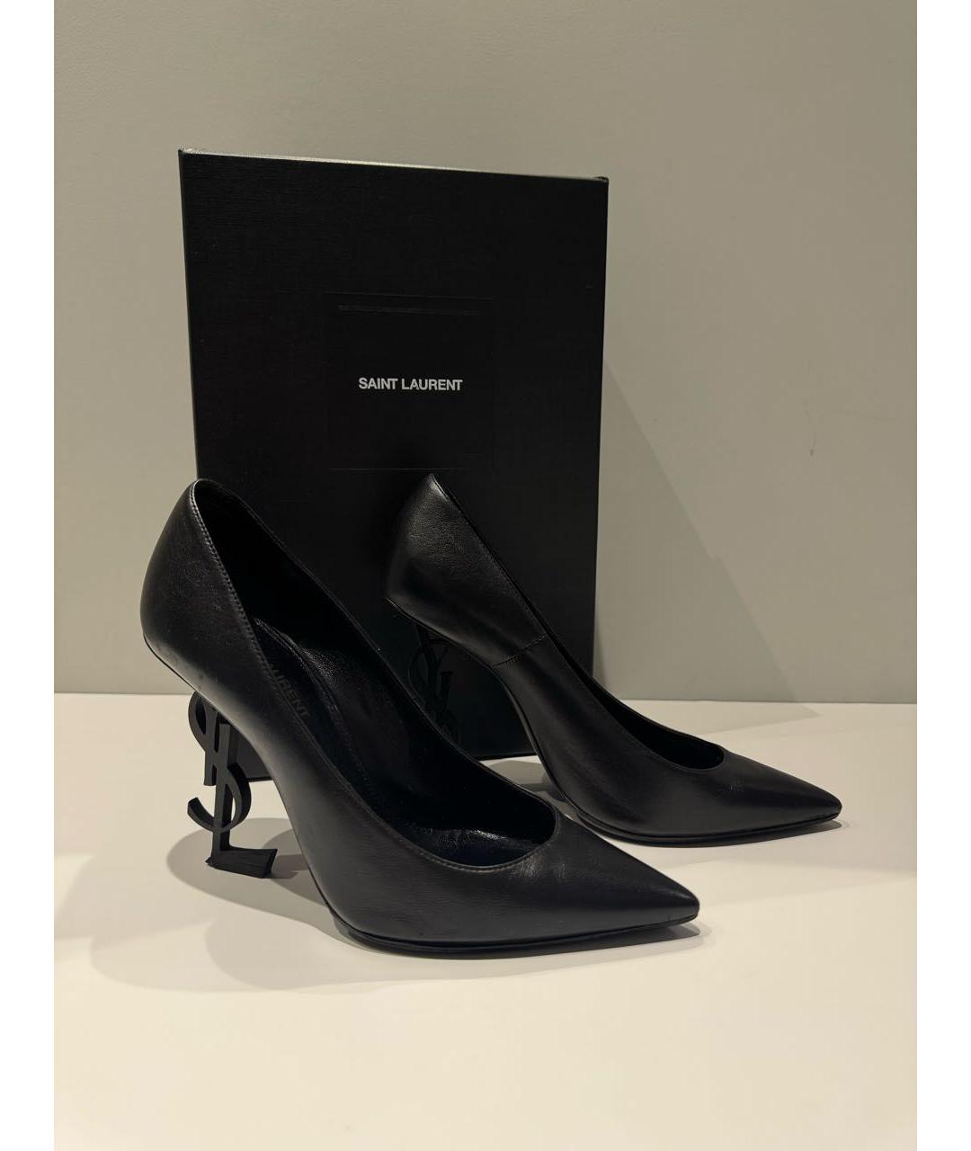 SAINT LAURENT Черные кожаные туфли, фото 2